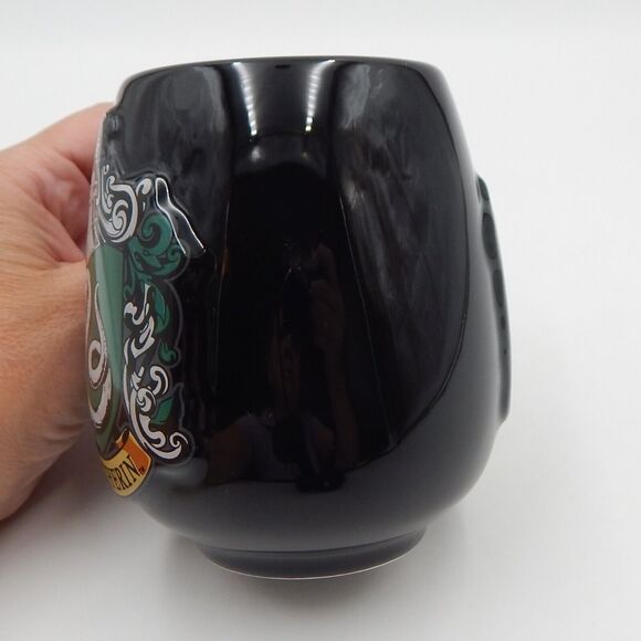 Harry Potter Embossed Slytherin House 3D Crest Ceramic Mug Black Warner Bros - Picture 6 of 8